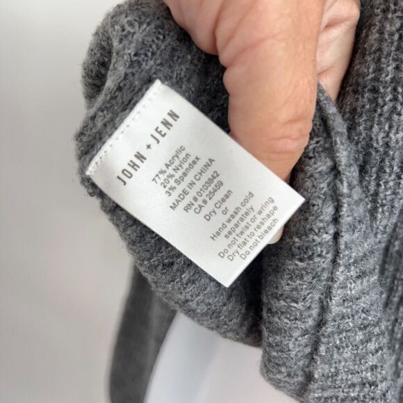 John & Jenn Varsity Stripe Gray Pink Mock Neck Pullover Sweater Top Medium NEW - Picture 13 of 13